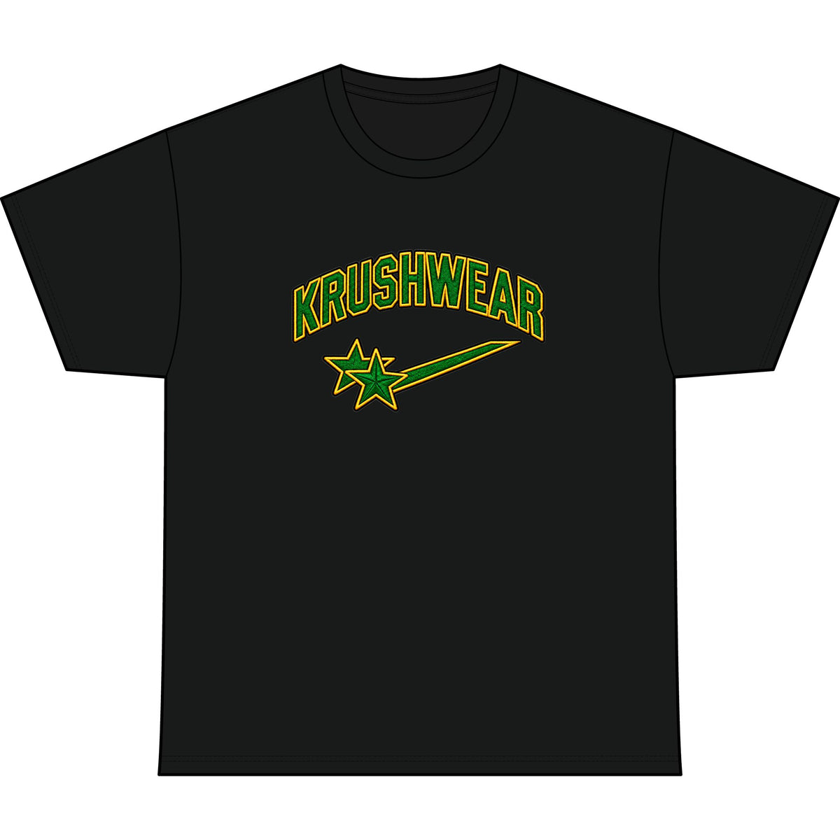 Krushwear Tee Dri Fit Retro Green & Yellow Star