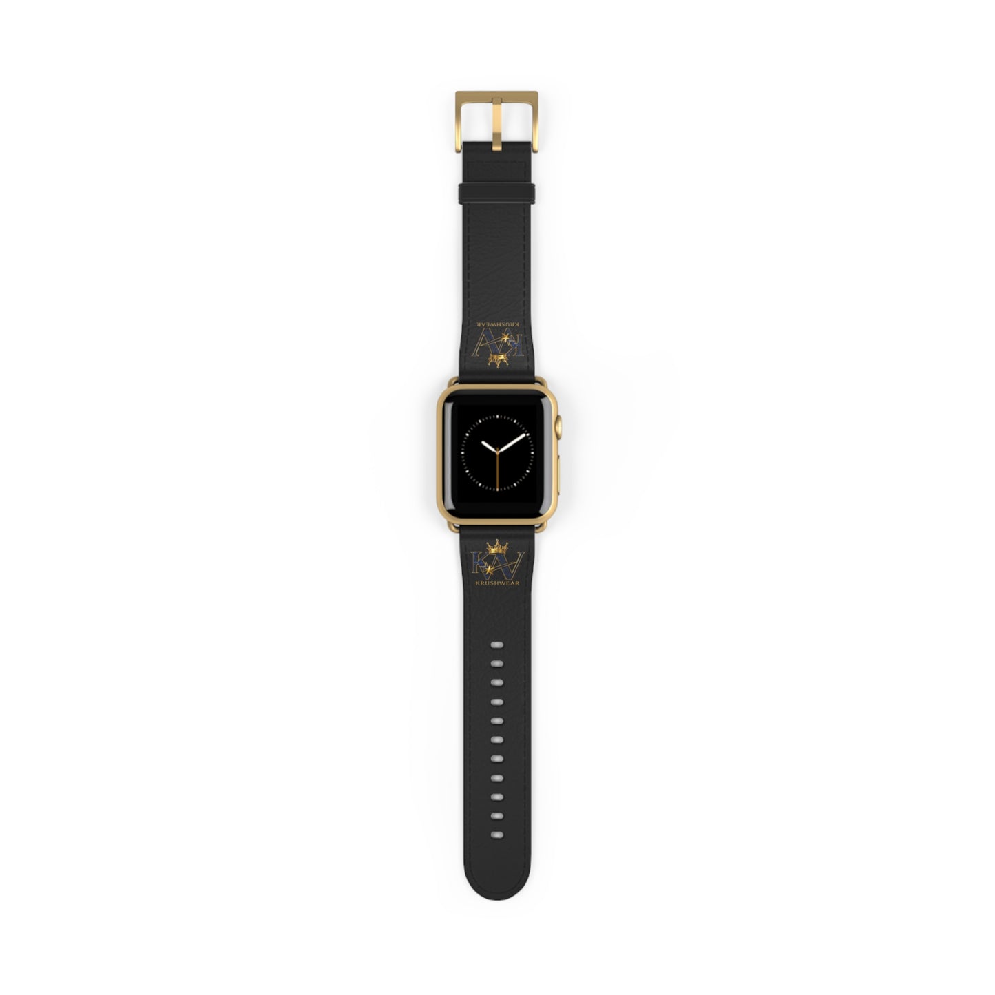Leather Apple Watch Band — Black Luxury Crown Monogram