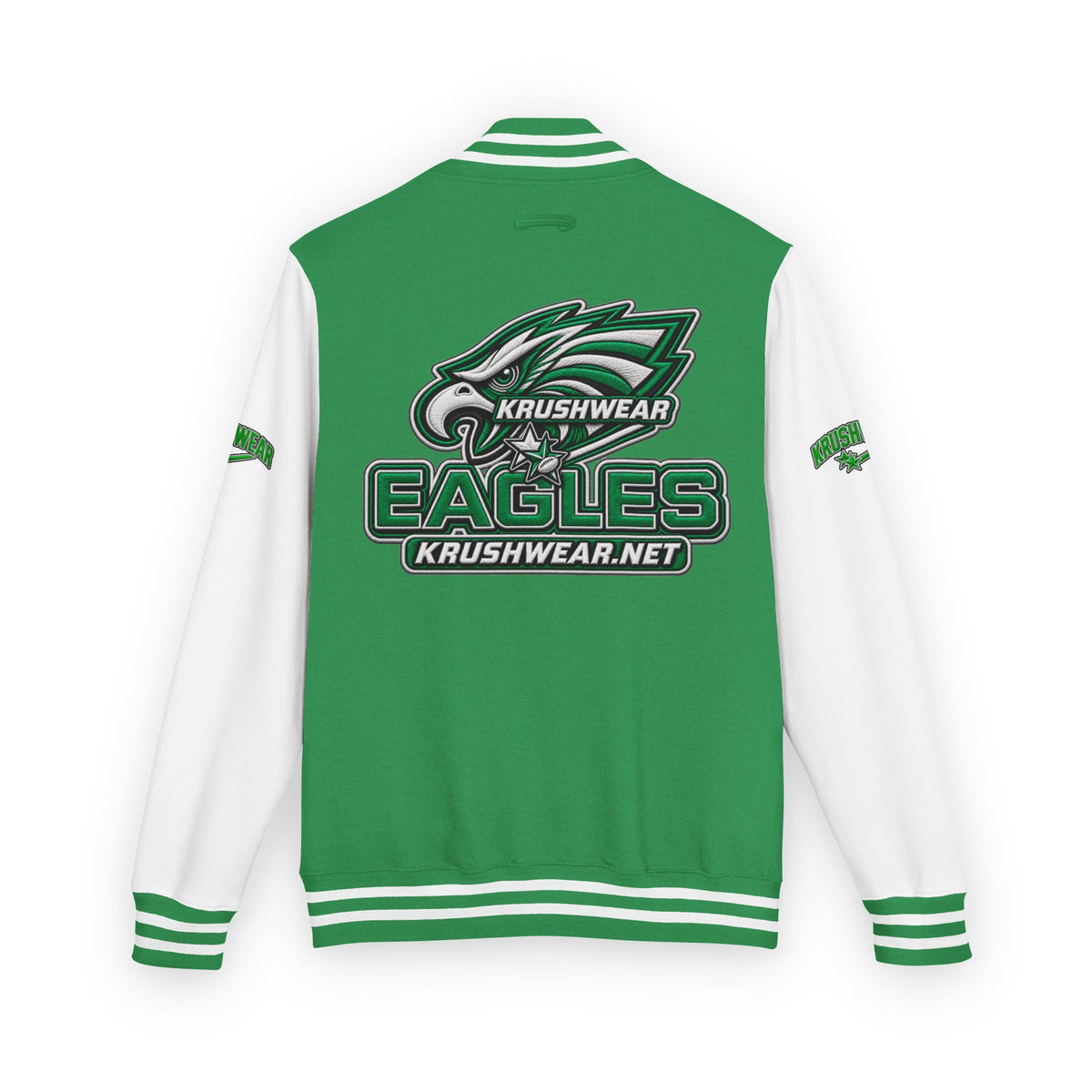 Eagles Krushwear Letterman Jacket — Varsity Green & White Team Jacket