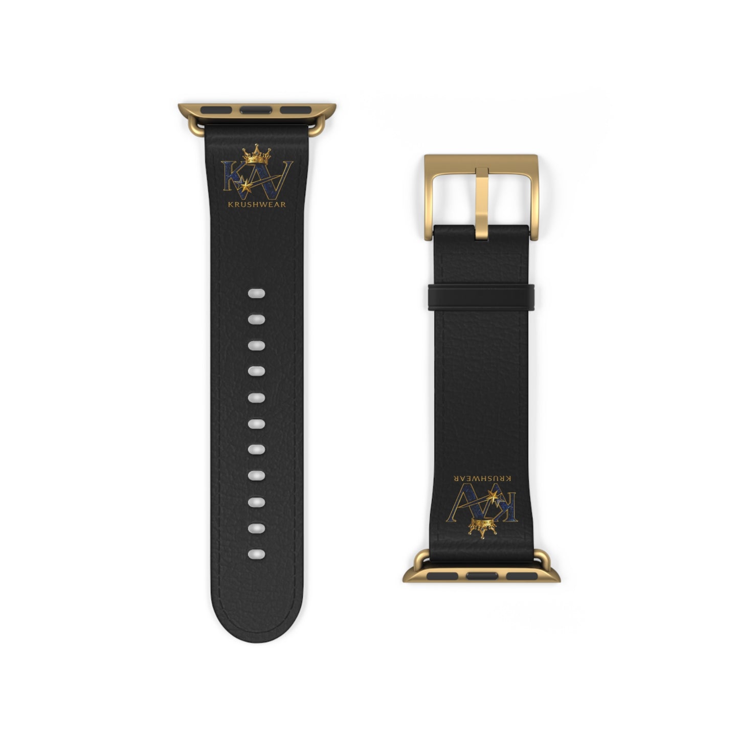 Leather Apple Watch Band — Black Luxury Crown Monogram