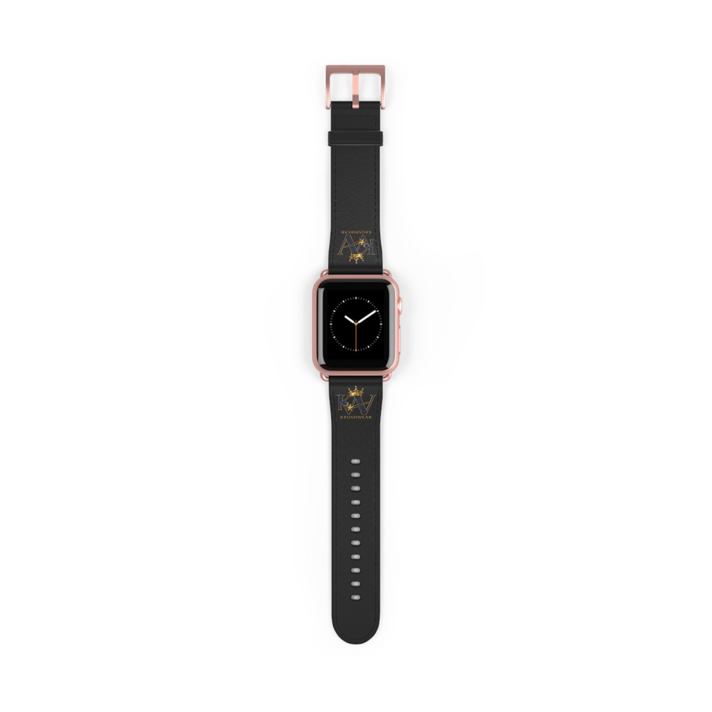 Leather Apple Watch Band — Black Luxury Crown Monogram