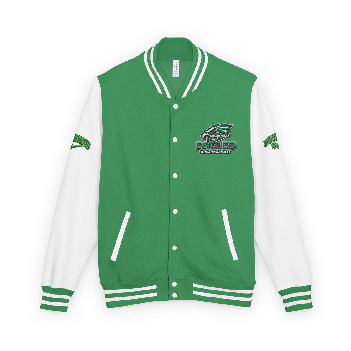Eagles Krushwear Letterman Jacket — Varsity Green & White Team Jacket