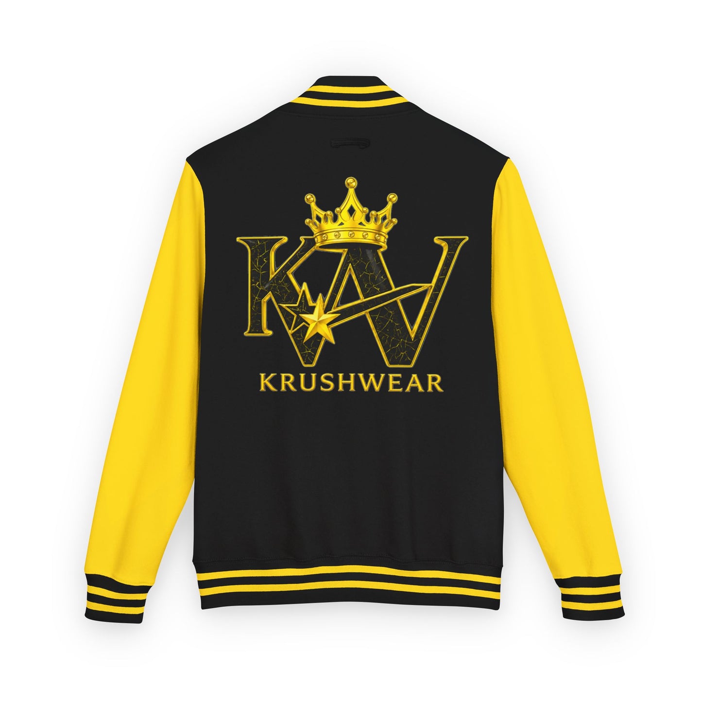 Krushwear Crown Letterman Jacket — Black & Yellow Varsity Jacket