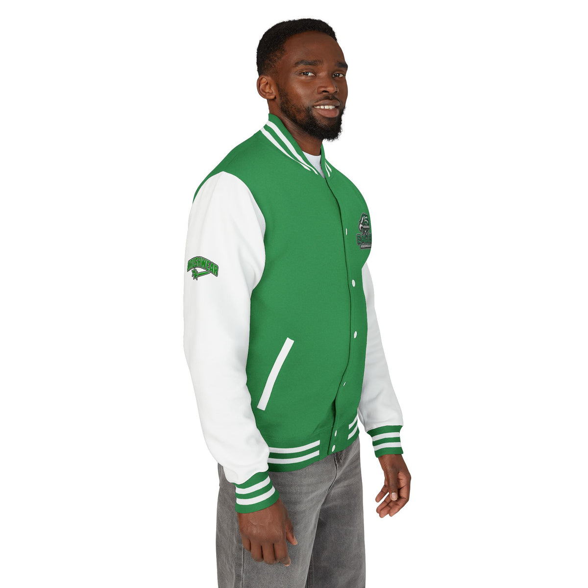 Eagles Krushwear Letterman Jacket — Varsity Green & White Team Jacket