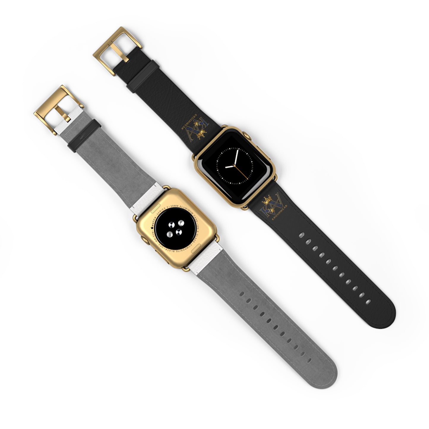 Leather Apple Watch Band — Black Luxury Crown Monogram