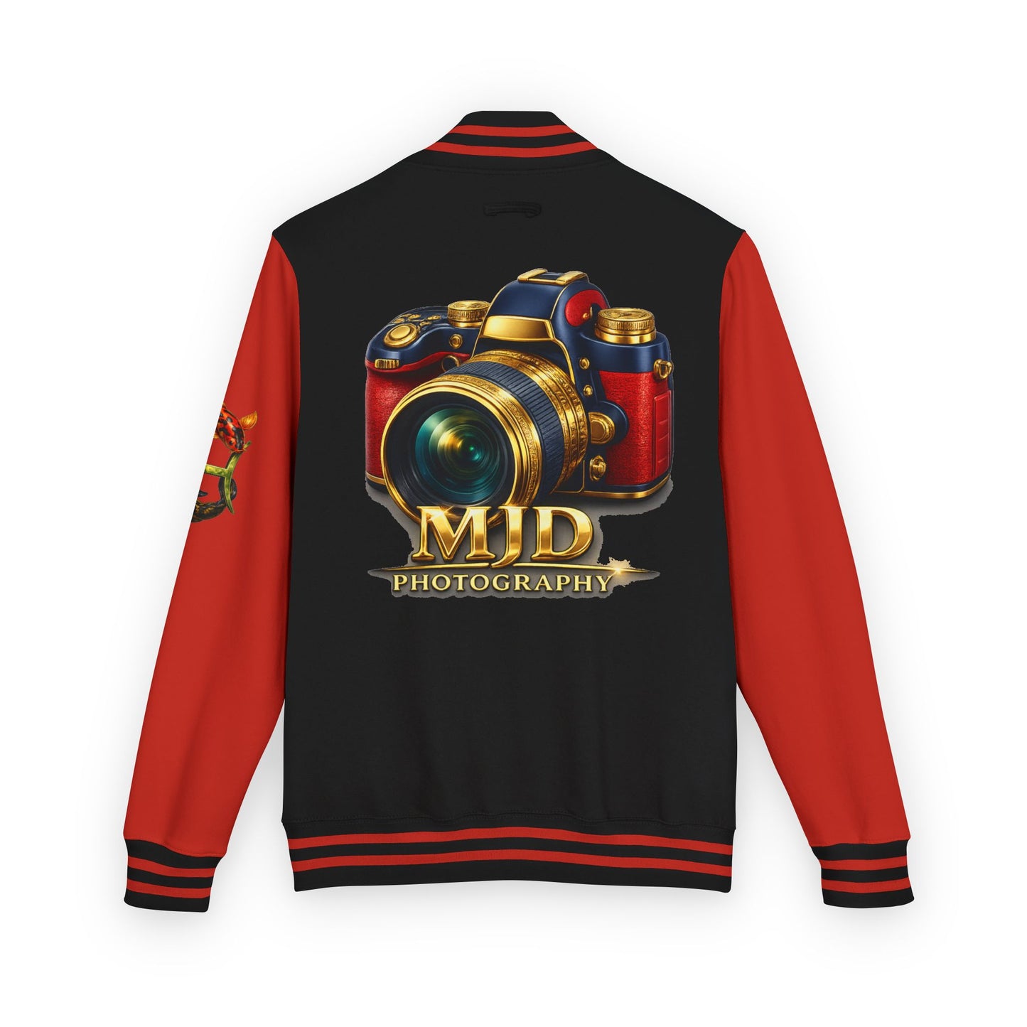 Photography Letterman Jacket — MJD Camera Logo Bomber