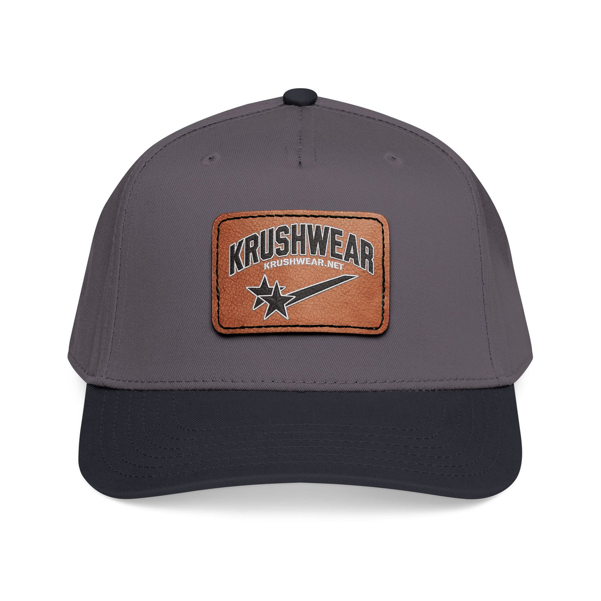 Krushwear Leather Patch Baseball Cap — Vintage Rectangular Logo Hat