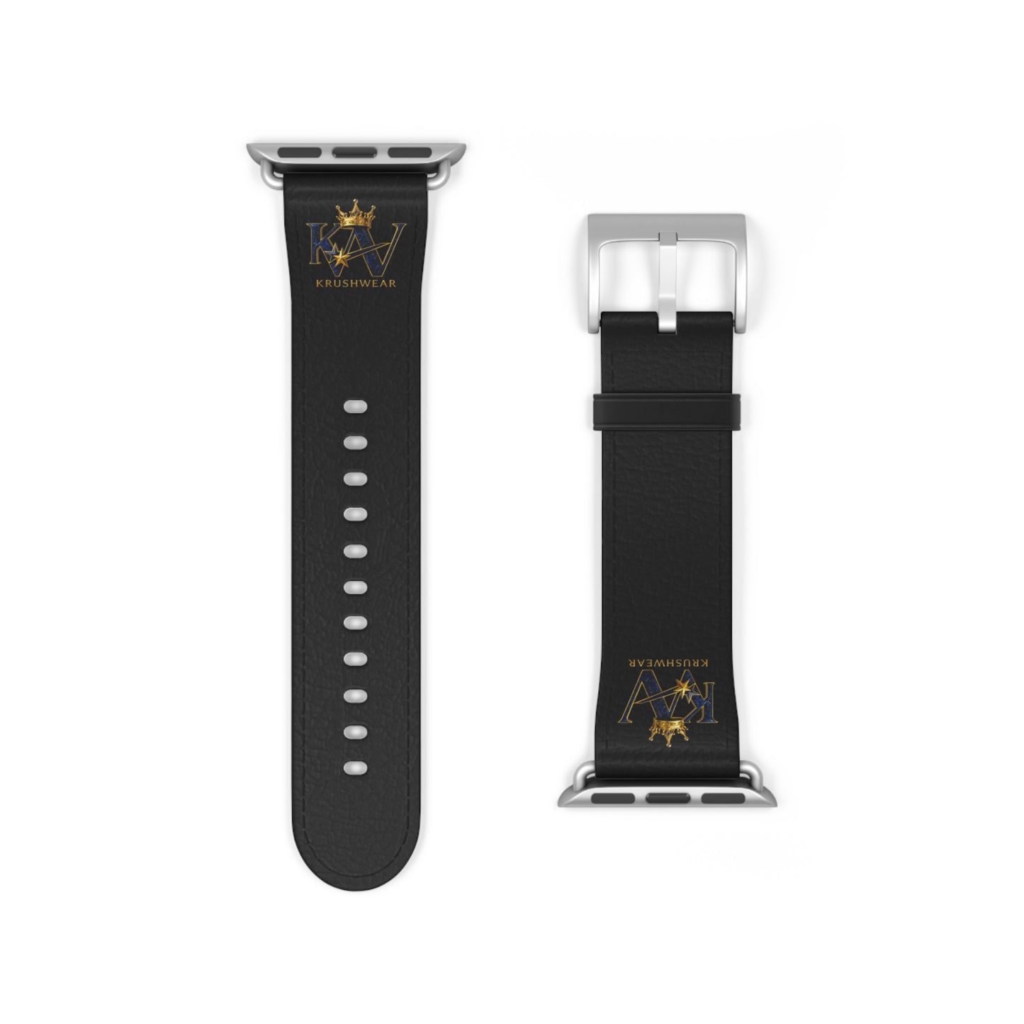 Leather Apple Watch Band — Black Luxury Crown Monogram