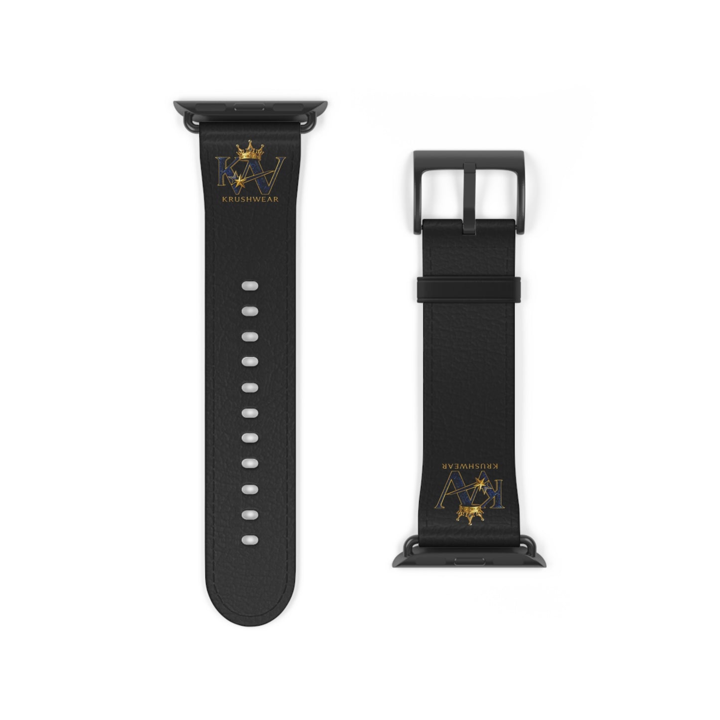 Leather Apple Watch Band — Black Luxury Crown Monogram