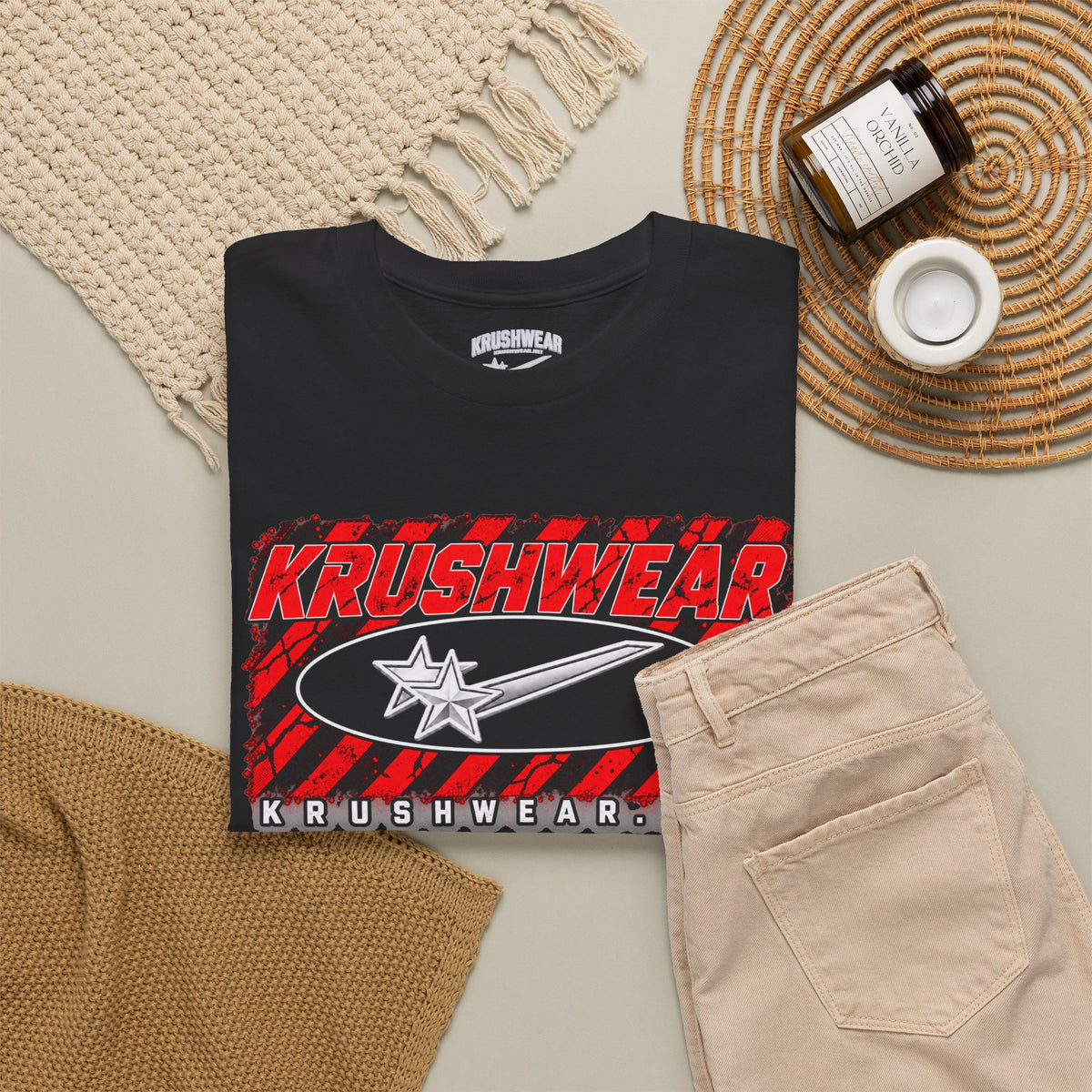 Krushwear  Red & Black Graphic Shirt