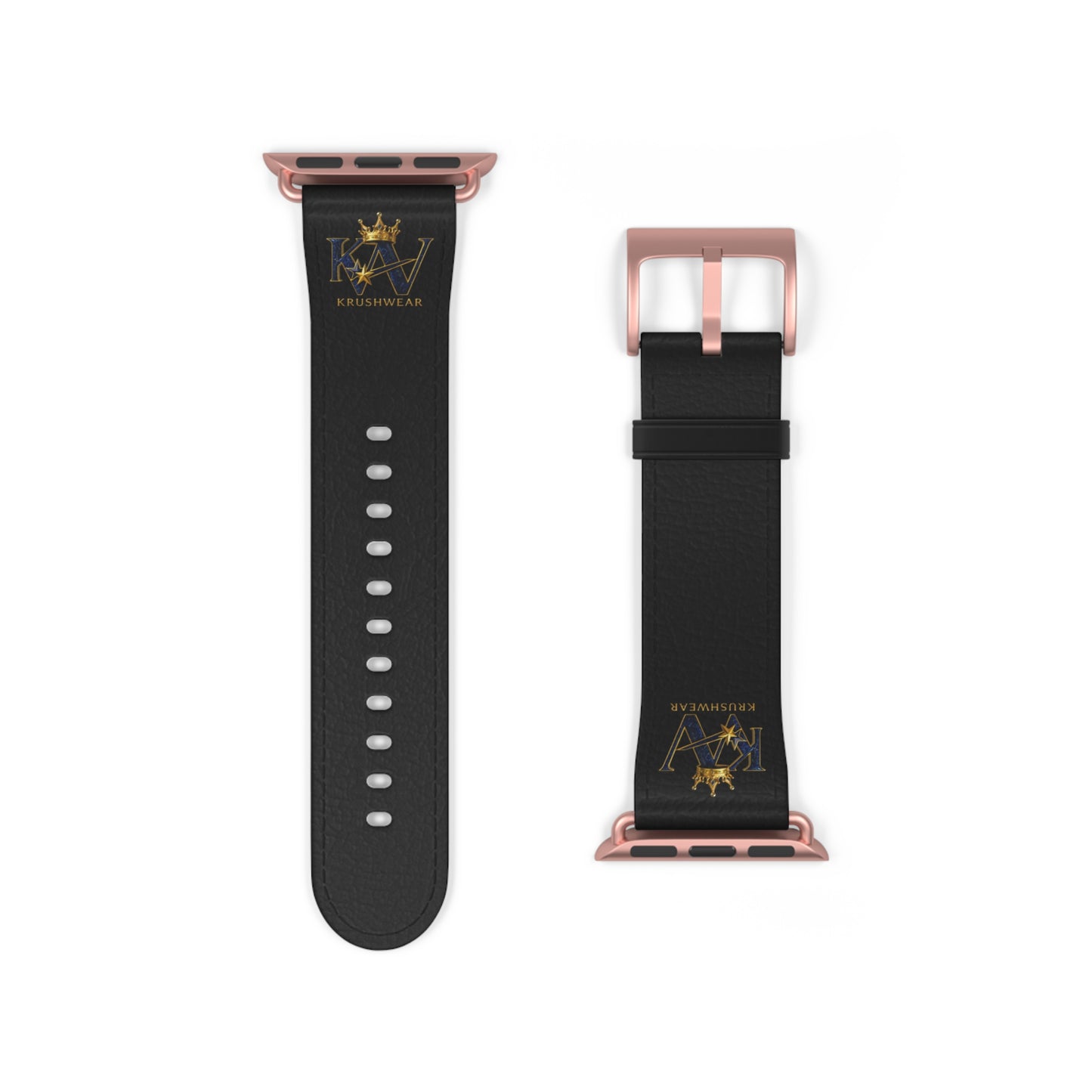 Leather Apple Watch Band — Black Luxury Crown Monogram