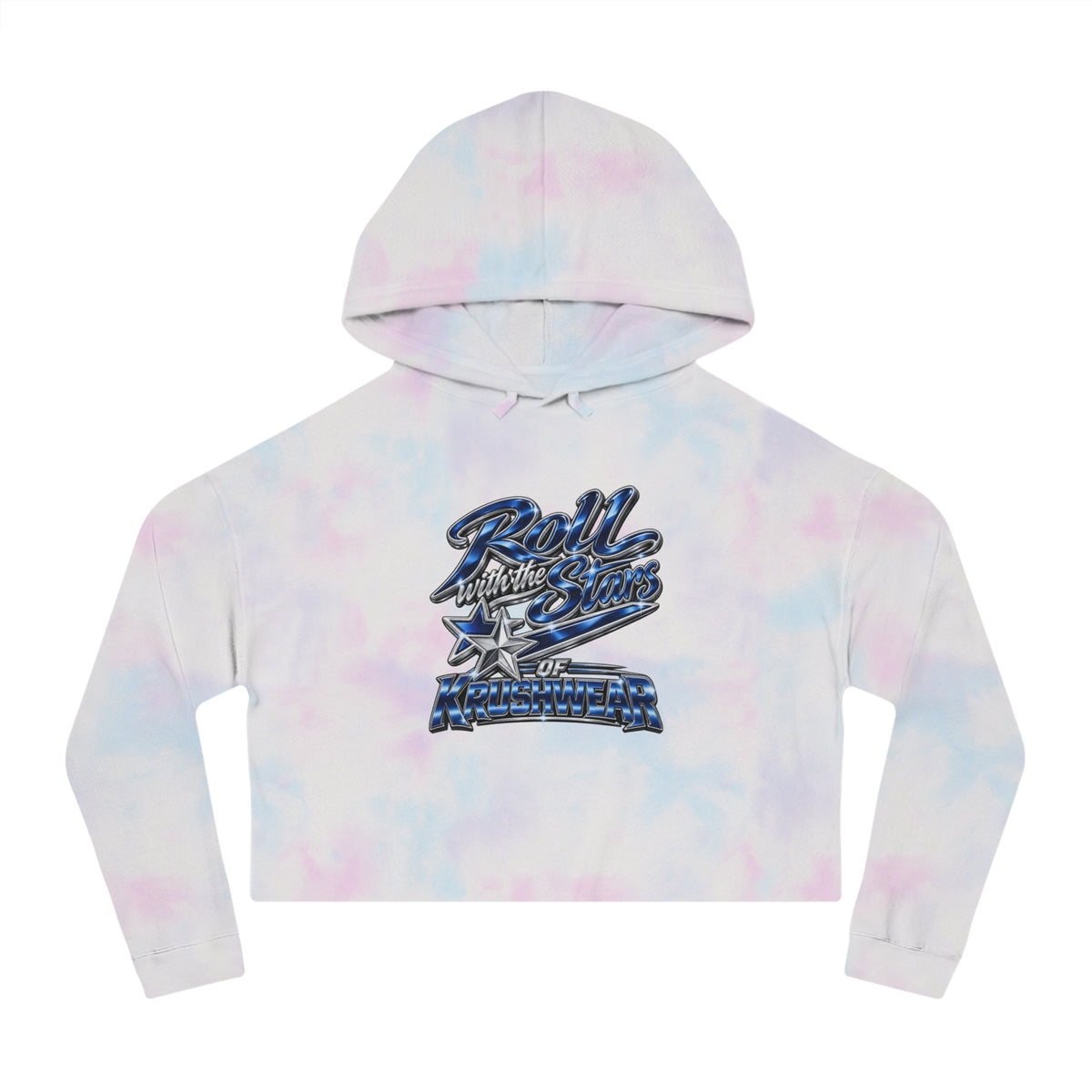Cropped Hoodie — Retro 'Roll With the Stars' Tie-Dye Graphic
